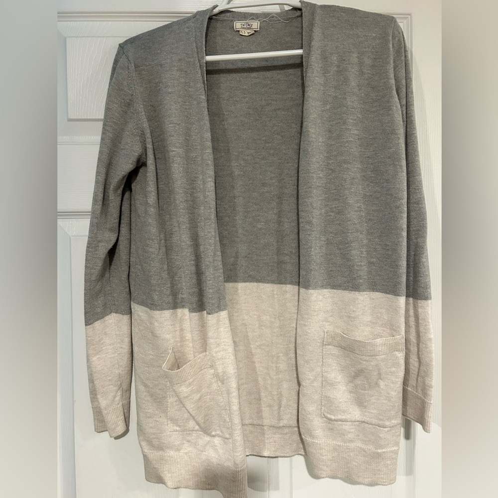 Fat Face Grey/Beige Long Cardigan Size 4